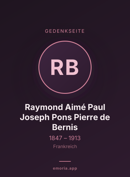 Gedenkportrait von Raymond Aimé Paul Joseph Pons Pierre de Bernis
