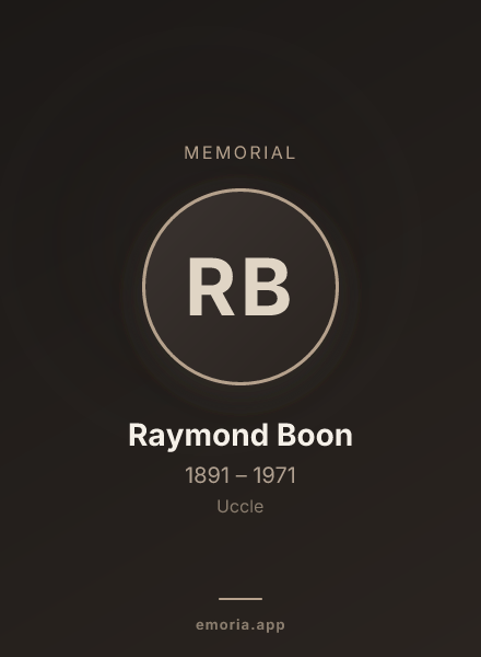 Memorial portrait of Raymond Boon