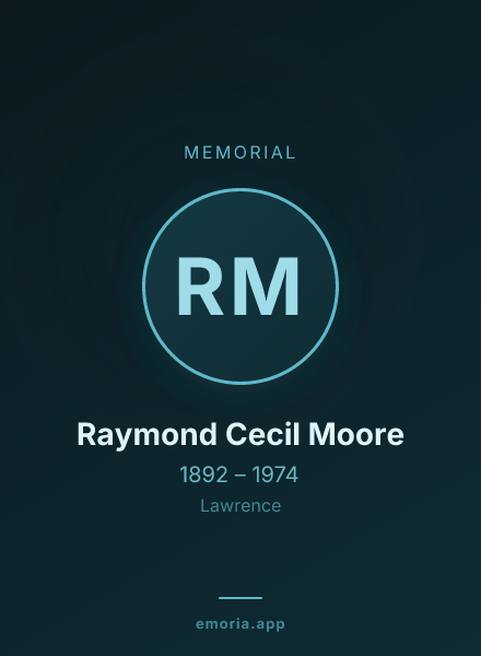 Memorial portrait of Raymond Cecil Moore