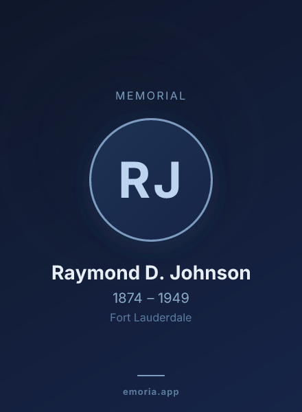 Memorial portrait of Raymond D. Johnson