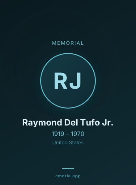 Memorial portrait of Raymond Del Tufo Jr.