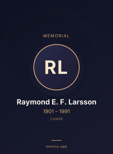 Memorial portrait of Raymond E. F. Larsson
