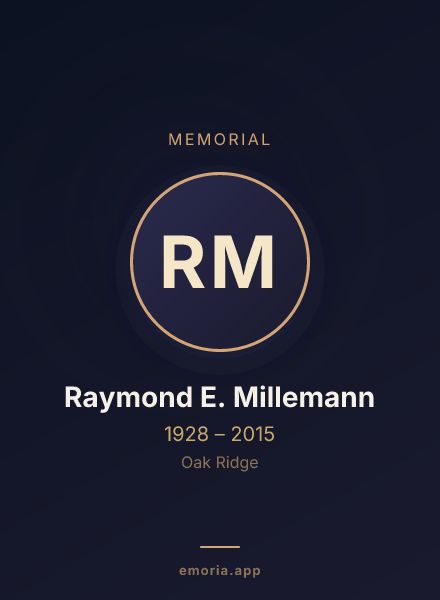 Memorial portrait of Raymond E. Millemann