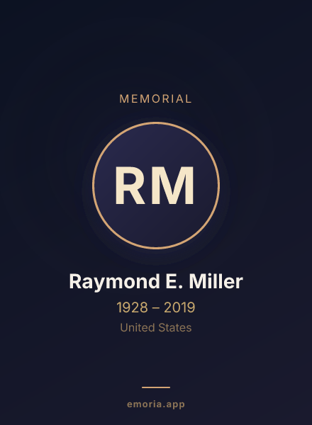 Memorial portrait of Raymond E. Miller