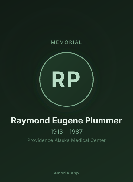 Memorial portrait of Raymond Eugene Plummer