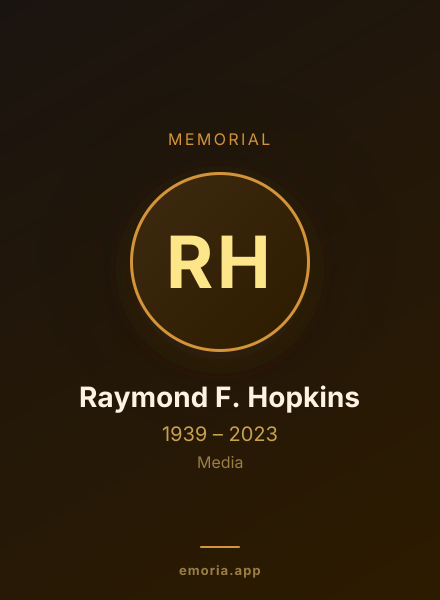 Memorial portrait of Raymond F. Hopkins