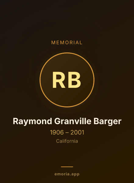 Memorial portrait of Raymond Granville Barger