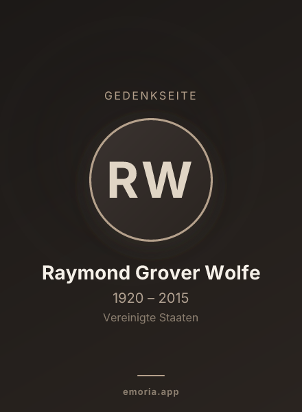 Gedenkportrait von Raymond Grover Wolfe