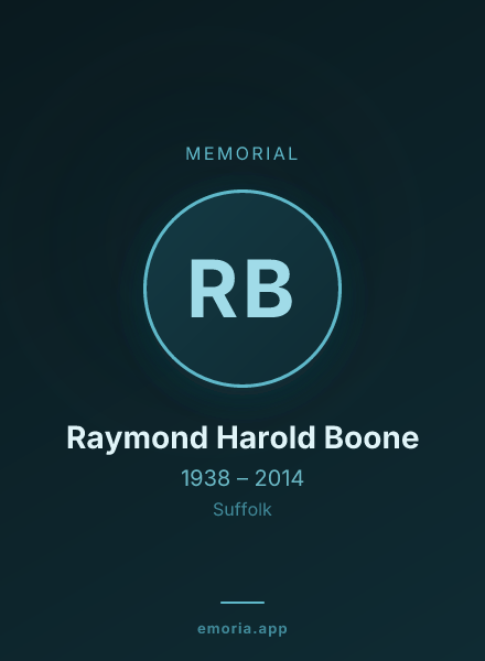 Memorial portrait of Raymond Harold Boone