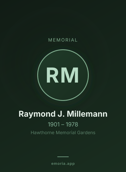 Memorial portrait of Raymond J. Millemann