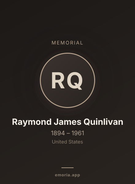 Memorial portrait of Raymond James Quinlivan