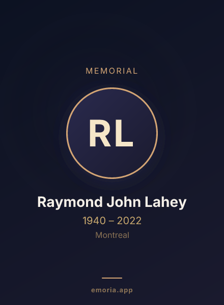 Memorial portrait of Raymond John Lahey