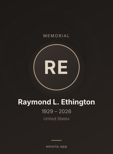 Memorial portrait of Raymond L. Ethington