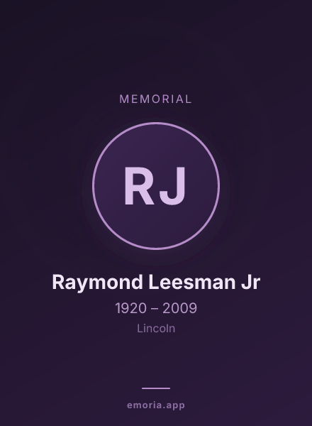Memorial portrait of Raymond Leesman Jr
