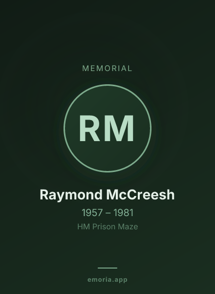 Memorial portrait of Raymond McCreesh