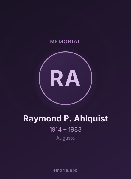 Memorial portrait of Raymond P. Ahlquist