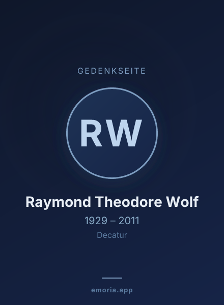 Gedenkportrait von Raymond Theodore Wolf