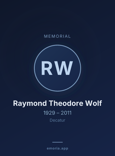 Memorial portrait of Raymond Theodore Wolf