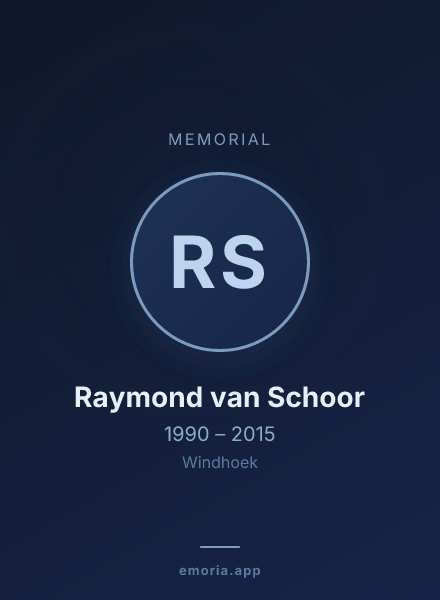 Memorial portrait of Raymond van Schoor