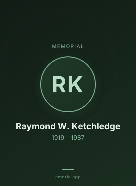 Memorial portrait of Raymond W. Ketchledge