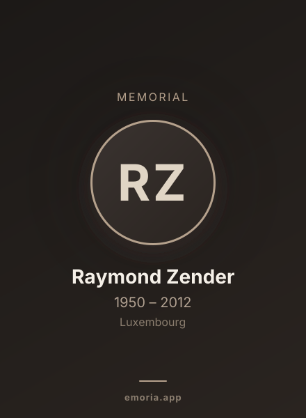 Memorial portrait of Raymond Zender