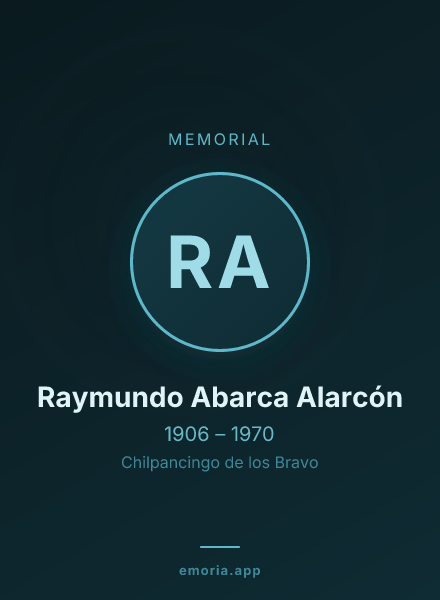 Memorial portrait of Raymundo Abarca Alarcón