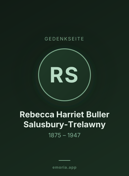 Gedenkportrait von Rebecca Harriet Buller Salusbury-Trelawny