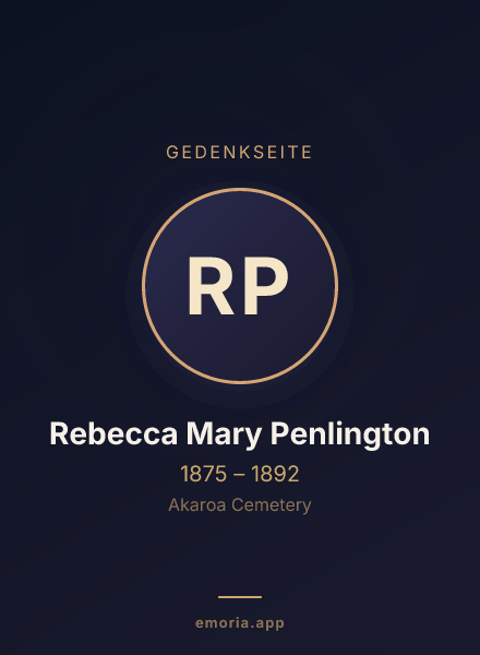 Gedenkportrait von Rebecca Mary Penlington