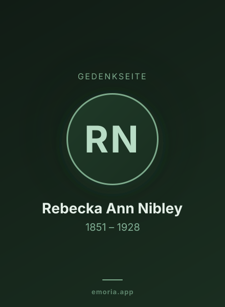 Gedenkportrait von Rebecka Ann Nibley