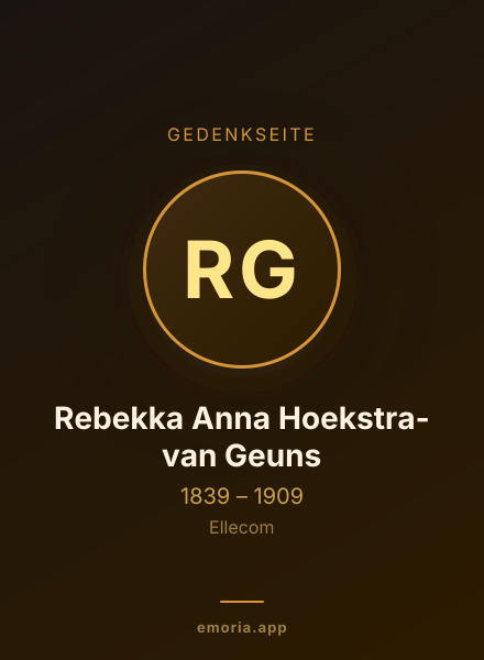 Gedenkportrait von Rebekka Anna Hoekstra-van Geuns