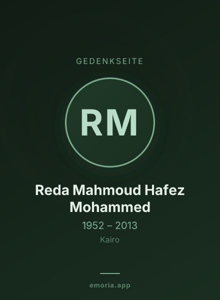 Gedenkportrait von Reda Mahmoud Hafez Mohammed