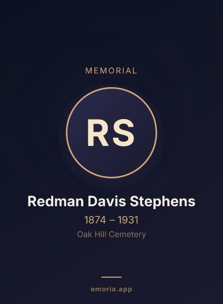 Memorial portrait of Redman Davis Stephens