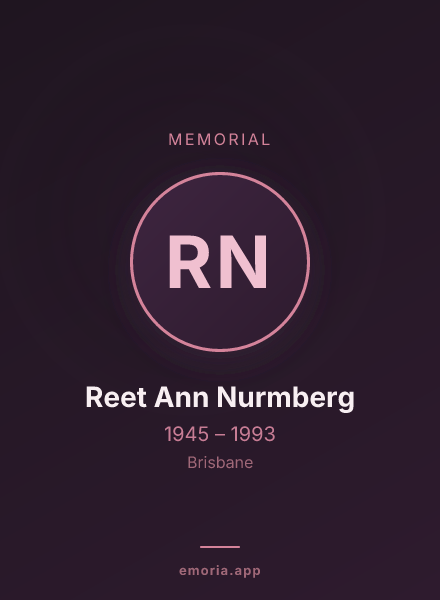Memorial portrait of Reet Ann Nurmberg