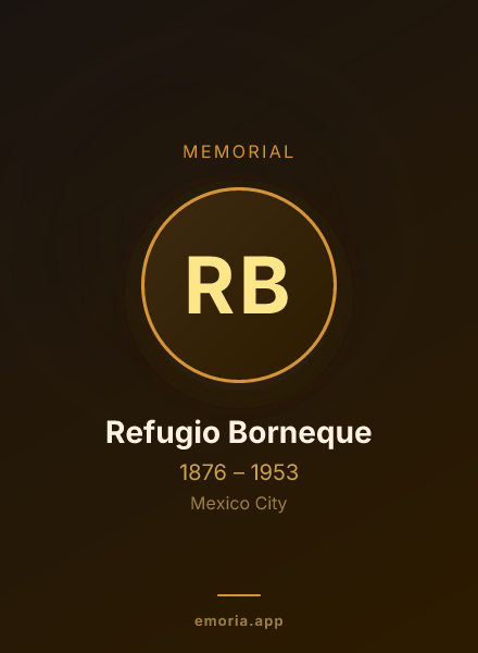 Memorial portrait of Refugio Borneque
