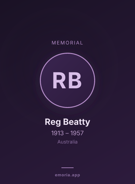 Memorial portrait of Reg Beatty
