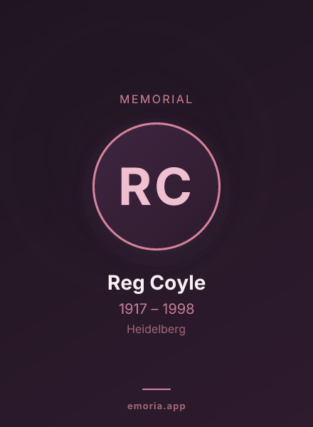 Memorial portrait of Reg Coyle