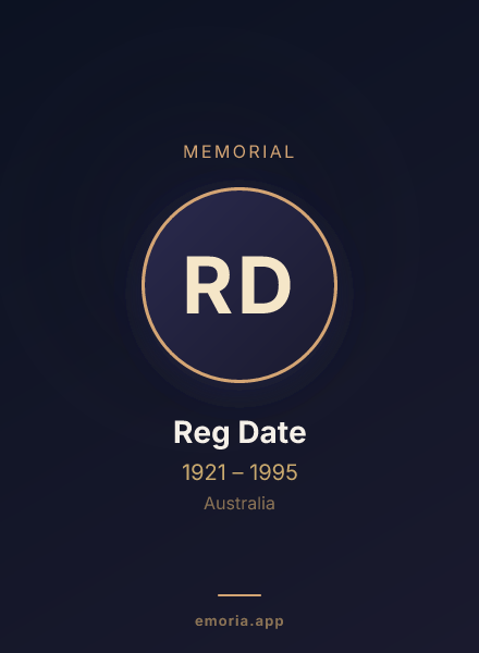 Memorial portrait of Reg Date