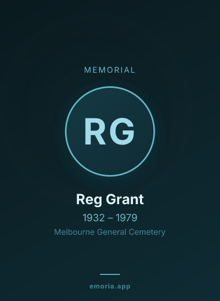Memorial portrait of Reg Grant