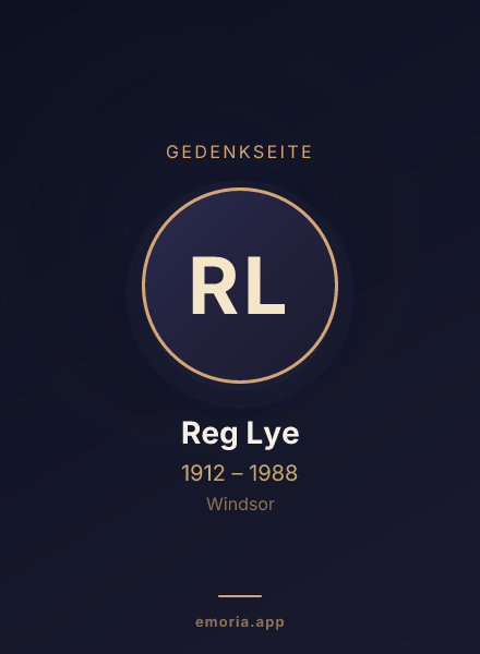 Gedenkportrait von Reg Lye