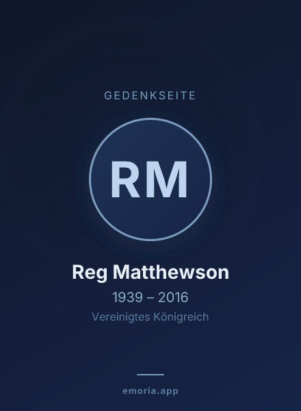 Gedenkportrait von Reg Matthewson