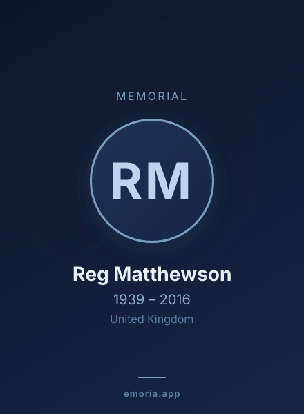 Memorial portrait of Reg Matthewson