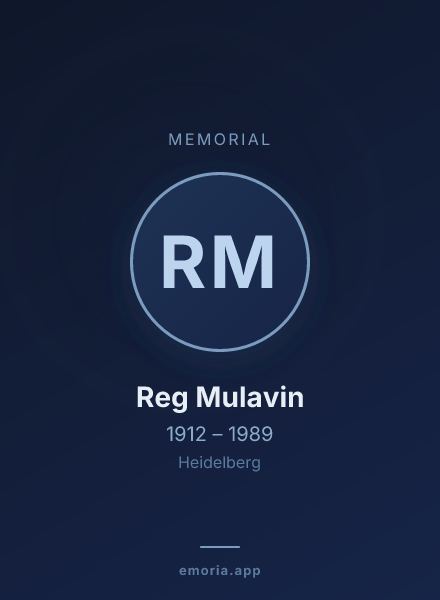 Memorial portrait of Reg Mulavin