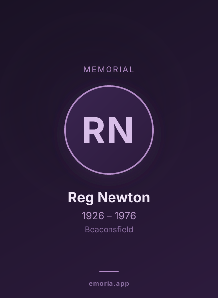 Memorial portrait of Reg Newton