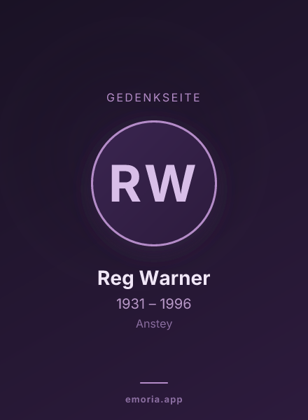 Gedenkportrait von Reg Warner