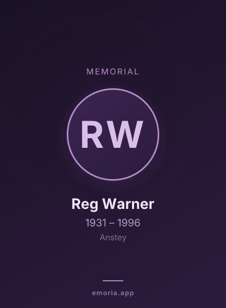 Memorial portrait of Reg Warner