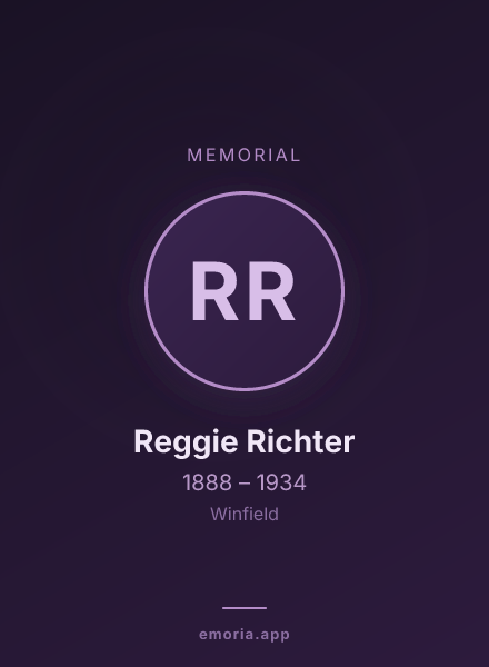 Memorial portrait of Reggie Richter