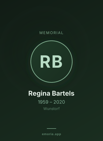 Memorial portrait of Regina Bartels