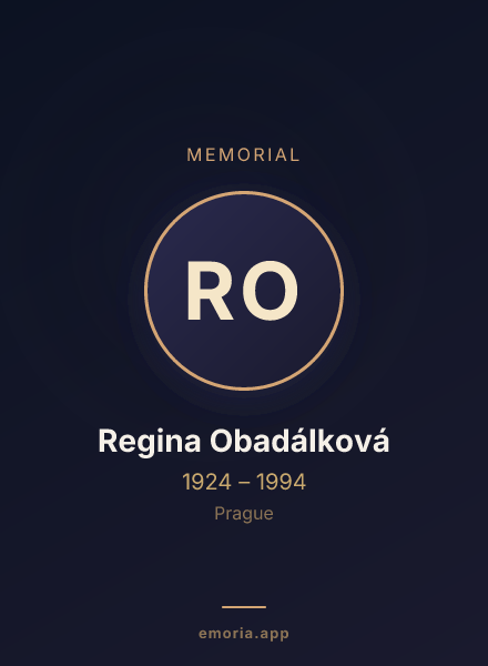 Memorial portrait of Regina Obadálková