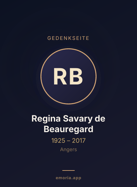 Gedenkportrait von Regina Savary de Beauregard