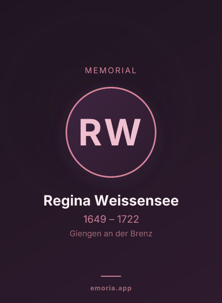 Memorial portrait of Regina Weissensee